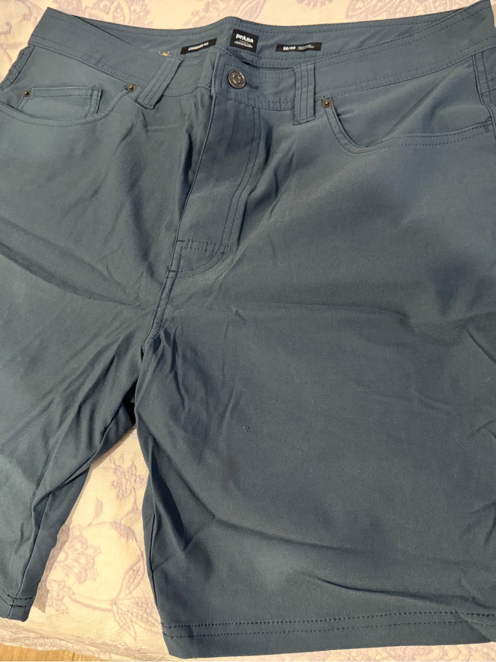 Prana Men's Slate Blue Flat Front Stretch Shorts